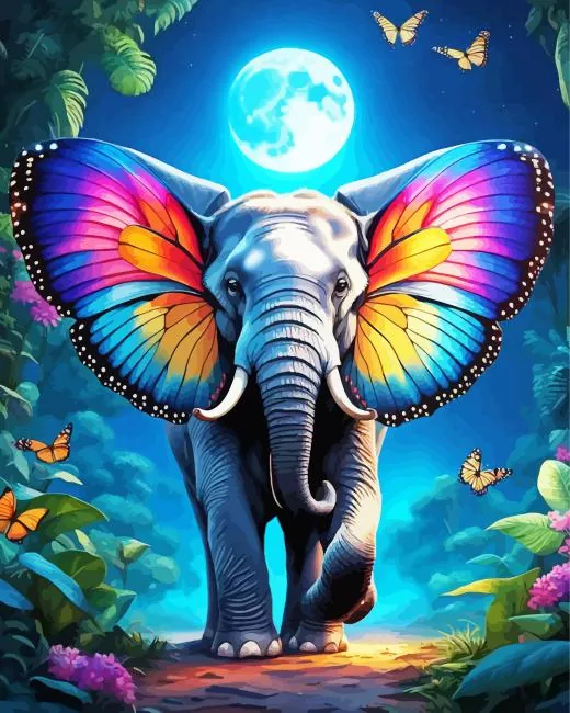 elephant with butterfly art Diamond Paintings Elephant With Butterfly Art Diamond Painting