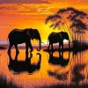 Elephants Silhouette Diamond Painting