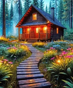 Enchanted Forest House Diamond Painting
