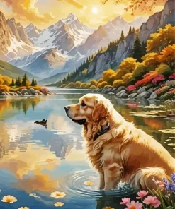 English Golden Retriever Diamond Painting