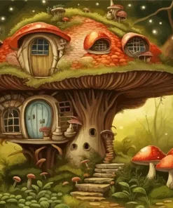 Fairy Mushroom House Diamond Painting