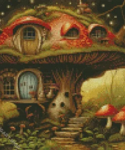 Fairy Mushroom House Diamond Painting