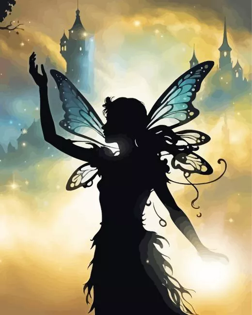 fairy silhouette art Diamond With Numbers Fairy Silhouette Art Diamond Painting