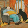 Fat Man And Cat Diamond Painting