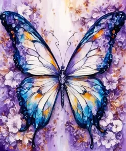 Floral Purple Butterfly Diamond Painting