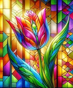 Flower Stained Glass Diamond Painting