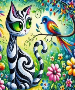 Folk Art And Bird Diamond Painting