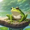 Frog On A Rock Diamond Painting