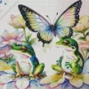 Frogs And Butterfly Diamond Painting