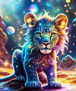 Galaxy Lion Cub Diamond Painting