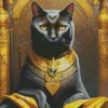 Golden Egypt Black Cat Diamond Painting