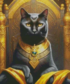 Golden Egypt Black Cat Diamond Painting