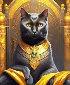 Golden Egypt Black Cat Diamond Painting