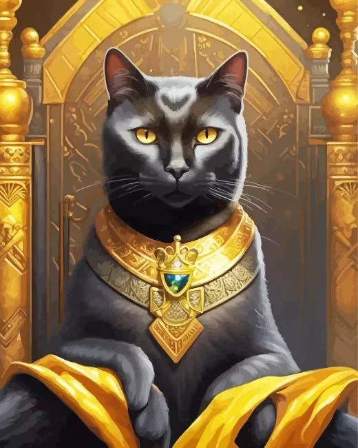 golden egypt black cat Diamond With Numbers Golden Egypt Black Cat Diamond Painting