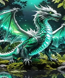 Green Emerald Dragon Art Diamond Painting