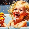 Happy Girl In Bathtub Diamond Painting