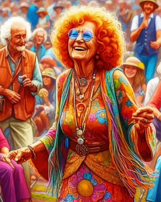 happy hippie grandma Diamond Paints Happy Hippie Grandma Diamond Painting