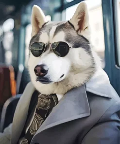 Husky Wearing Glasses Diamond Painting