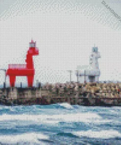 Jeju Red Horse Lighthouse Diamond Painting