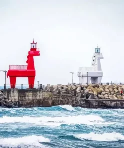 Jeju Red Horse Lighthouse Diamond Painting