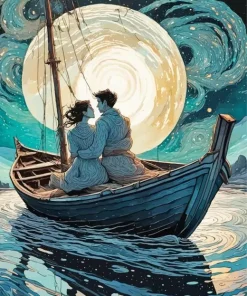 Lovers On Boat Diamond Painting