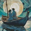 Lovers On Boat Diamond Painting