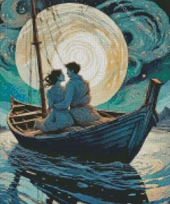 Lovers On Boat Diamond Painting