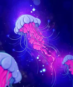 Neon Blue And Pink Jellyfish Diamond Painting
