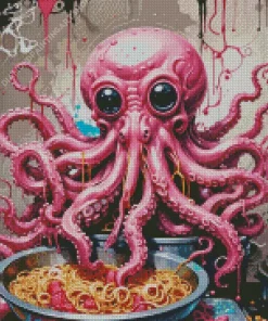 Octopus Eating Noodles Diamond Painting