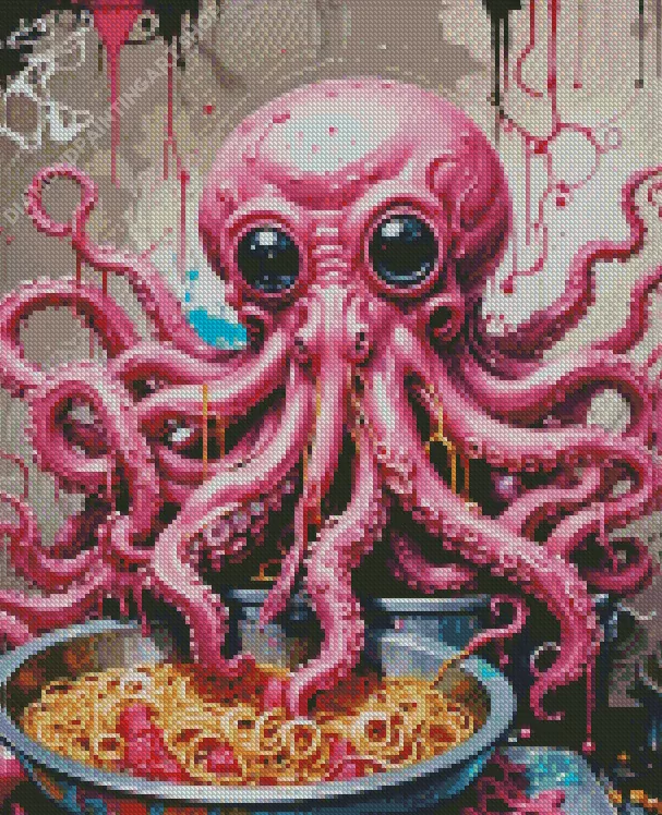 octopus eating noodles Diamond Paints Octopus Eating Noodles Diamond Painting