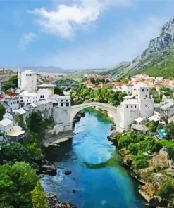 Old Mostar Bridge Diamond Painting