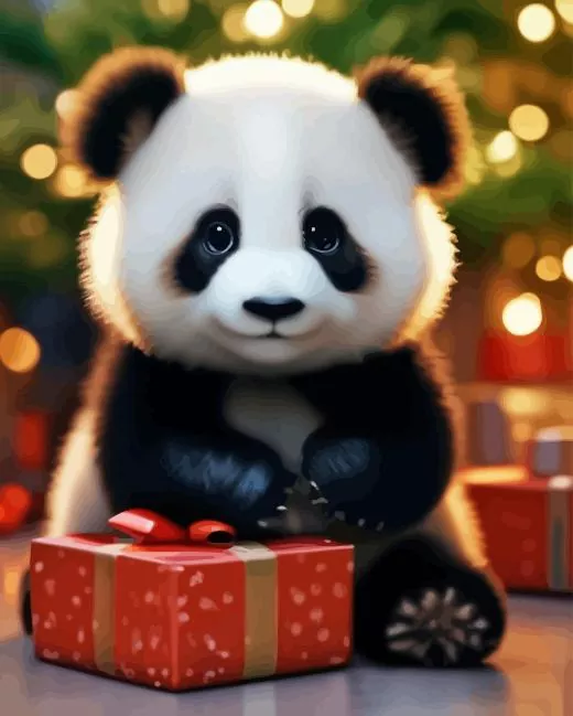 panda celebrating christmas Diamond Paints Panda Celebrating Christmas Diamond Painting