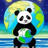 Panda Hugging Earth Diamond Painting