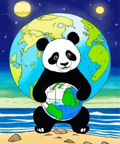 Panda Hugging Earth Diamond Painting