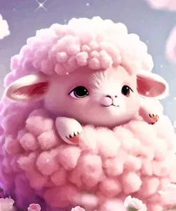 Pink Fluffy Lamb Diamond Painting