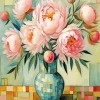 Pink Peonies Bouquet Vase Diamond Painting