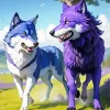 Purple And Blue Wolf Diamond Painting