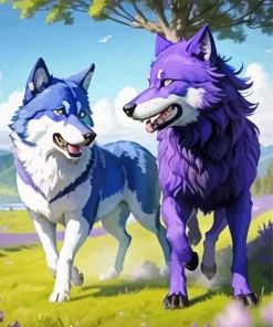 Purple And Blue Wolf Diamond Painting