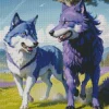 Purple And Blue Wolf Diamond Painting