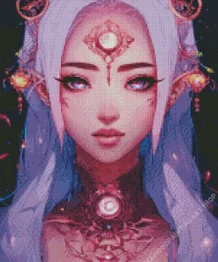 Purple Eyes Girl Diamond Painting