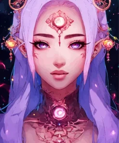 Purple Eyes Girl Diamond Painting