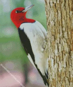Red Headed Woodpecker Diamond Painting