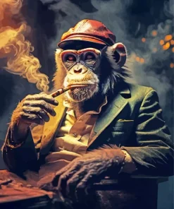 Smoking Monkey Diamond Painting