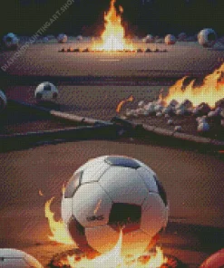 Soccer Ball On Fire Diamond Painting