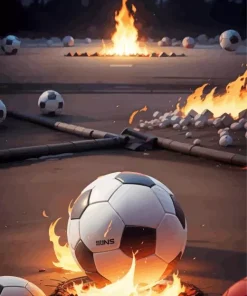 Soccer Ball On Fire Diamond Painting