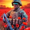 Soldier In Poppy Field Diamond Painting
