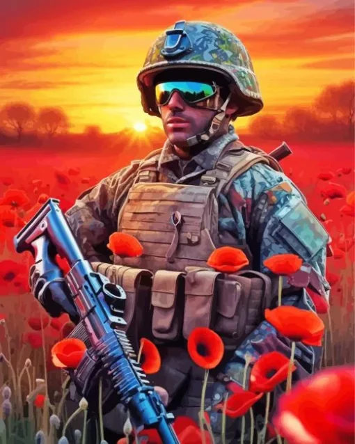 Soldier In Poppy Field Diamond Painting - DiamondPaintingArt.SHOP