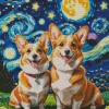 Starry Night Corgi Diamond Painting