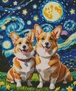 Starry Night Corgi Diamond Painting