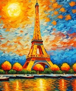 Sunny Eiffel Tower Van Gogh Style Diamond Painting